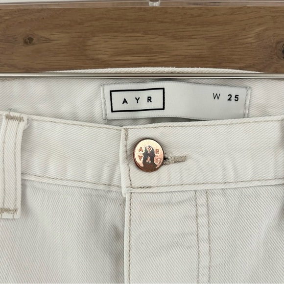 AYR Arch White Jeans Denim Pants High Waist Straight Leg Button Fly Size 25 - Picture 7 of 16